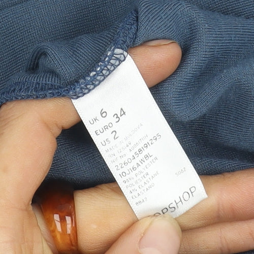 Topshop Women's Blue Sheath Dress, Size 6, Off the Shoulder