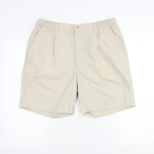 Farah Men's Beige Chino Shorts, Size 34, Button Closure