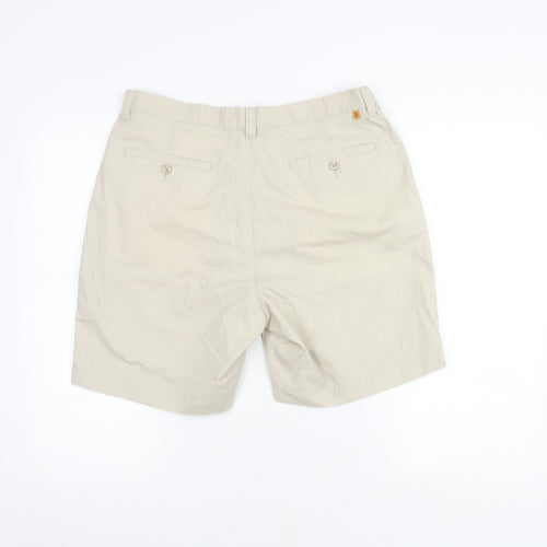 Farah Men's Beige Chino Shorts, Size 34, Button Closure