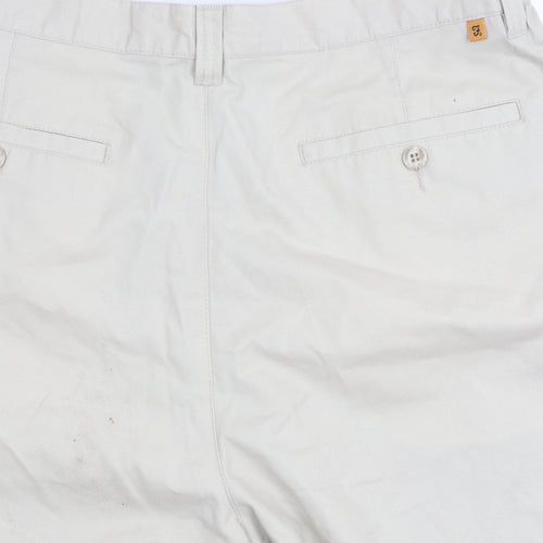 Farah Men's Beige Chino Shorts, Size 34, Button Closure