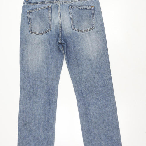 DKNY Men's Blue Straight Jeans Size 32 Embroidered