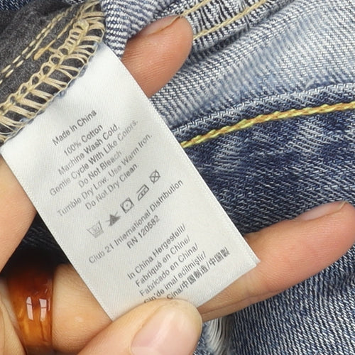DKNY Men's Blue Straight Jeans Size 32 Embroidered