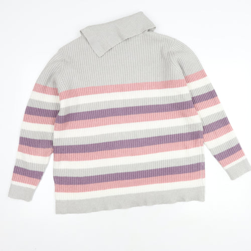 ISLE Women's Multicoloured Striped Pullover Jumper L
