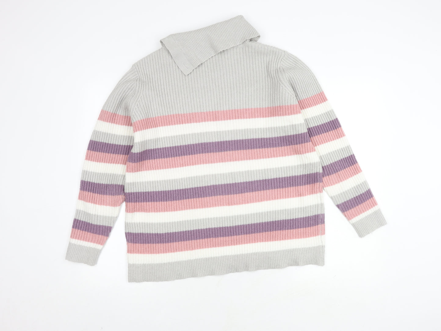 ISLE Women's Multicoloured Striped Pullover Jumper L
