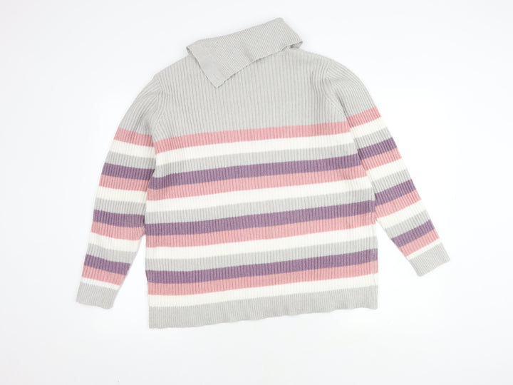 ISLE Women's Multicoloured Striped Pullover Jumper L
