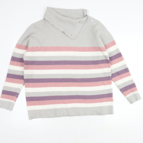 ISLE Women's Multicoloured Striped Pullover Jumper L