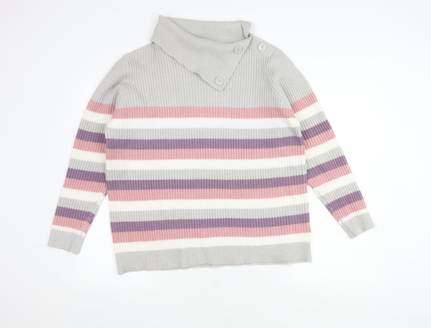ISLE Women's Multicoloured Striped Pullover Jumper L