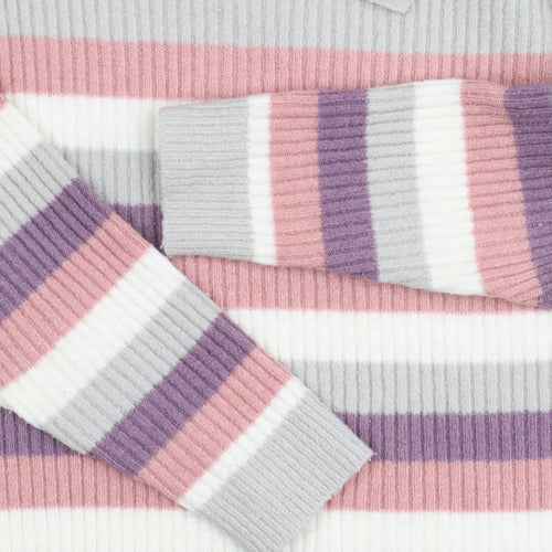 ISLE Women's Multicoloured Striped Pullover Jumper L