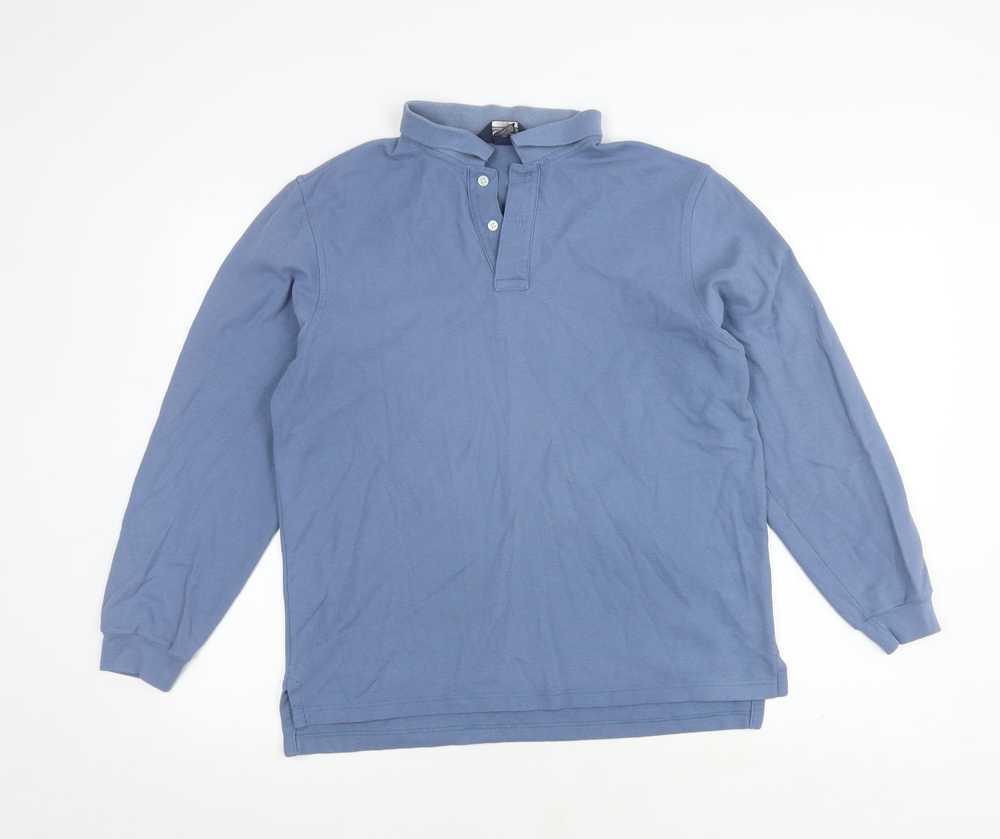 Lands' End Men's Blue Long Sleeve Polo - Medium, Casual Fit