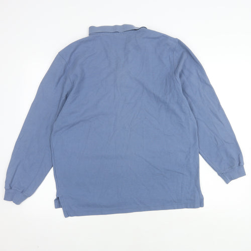 Lands' End Men's Blue Long Sleeve Polo - Medium, Casual Fit