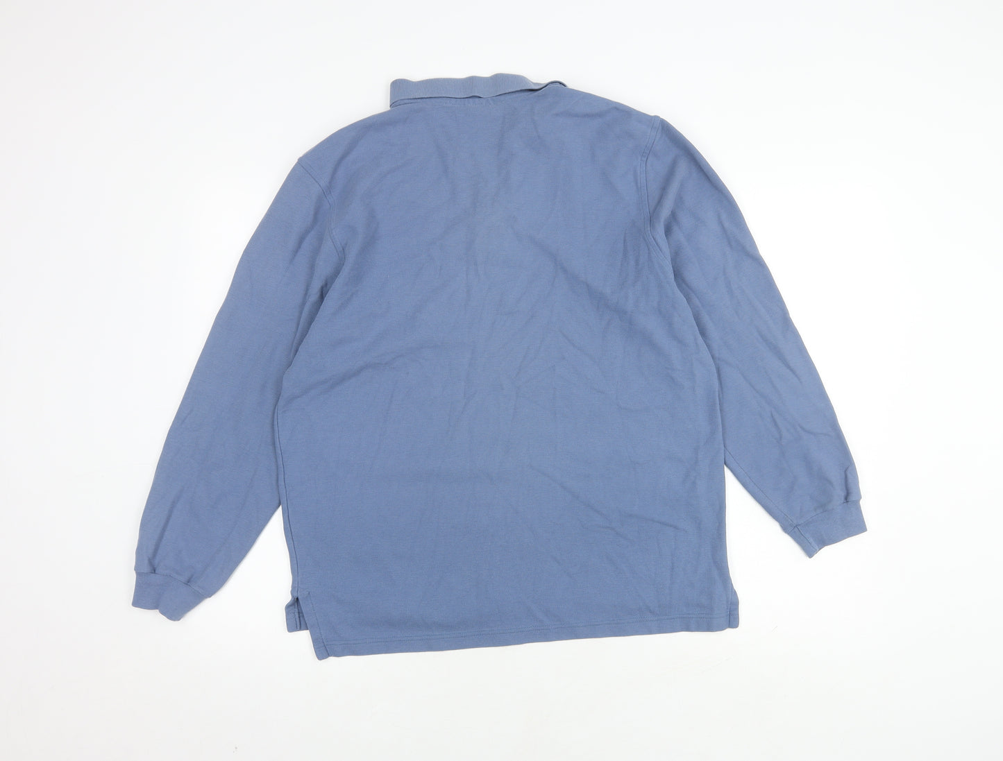 Lands' End Men's Blue Long Sleeve Polo - Medium, Casual Fit
