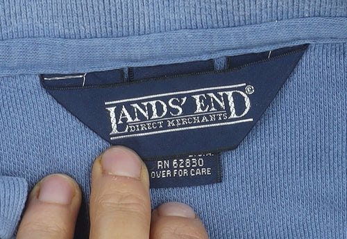 Lands' End Men's Blue Long Sleeve Polo - Medium, Casual Fit