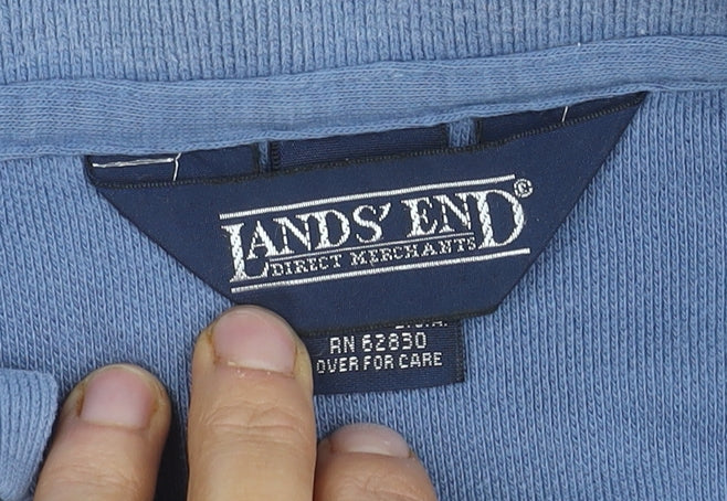 Lands' End Men's Blue Long Sleeve Polo - Medium, Casual Fit