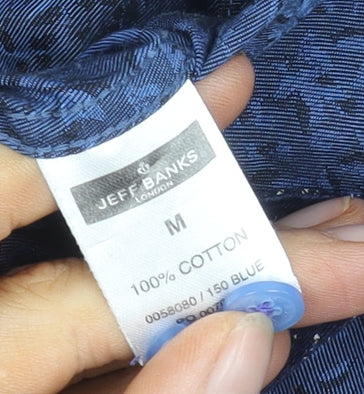 Jeff Banks Men's Blue Floral Button-Up Shirt M