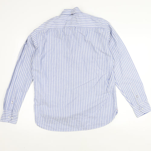 Marks and Spencer Men's Blue Striped Shirt, Size S, Regular Fit
