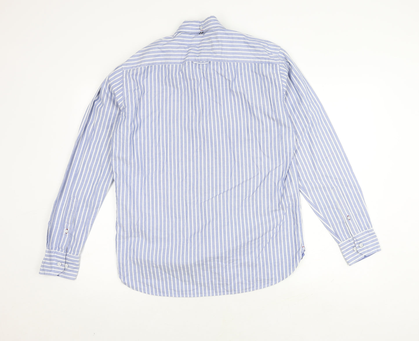 Marks and Spencer Men's Blue Striped Shirt, Size S, Regular Fit