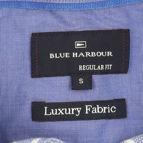 Marks and Spencer Men's Blue Striped Shirt, Size S, Regular Fit