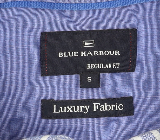 Marks and Spencer Men's Blue Striped Shirt, Size S, Regular Fit