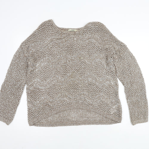 Oasis Women’s Beige Open-Knit Pullover Jumper L