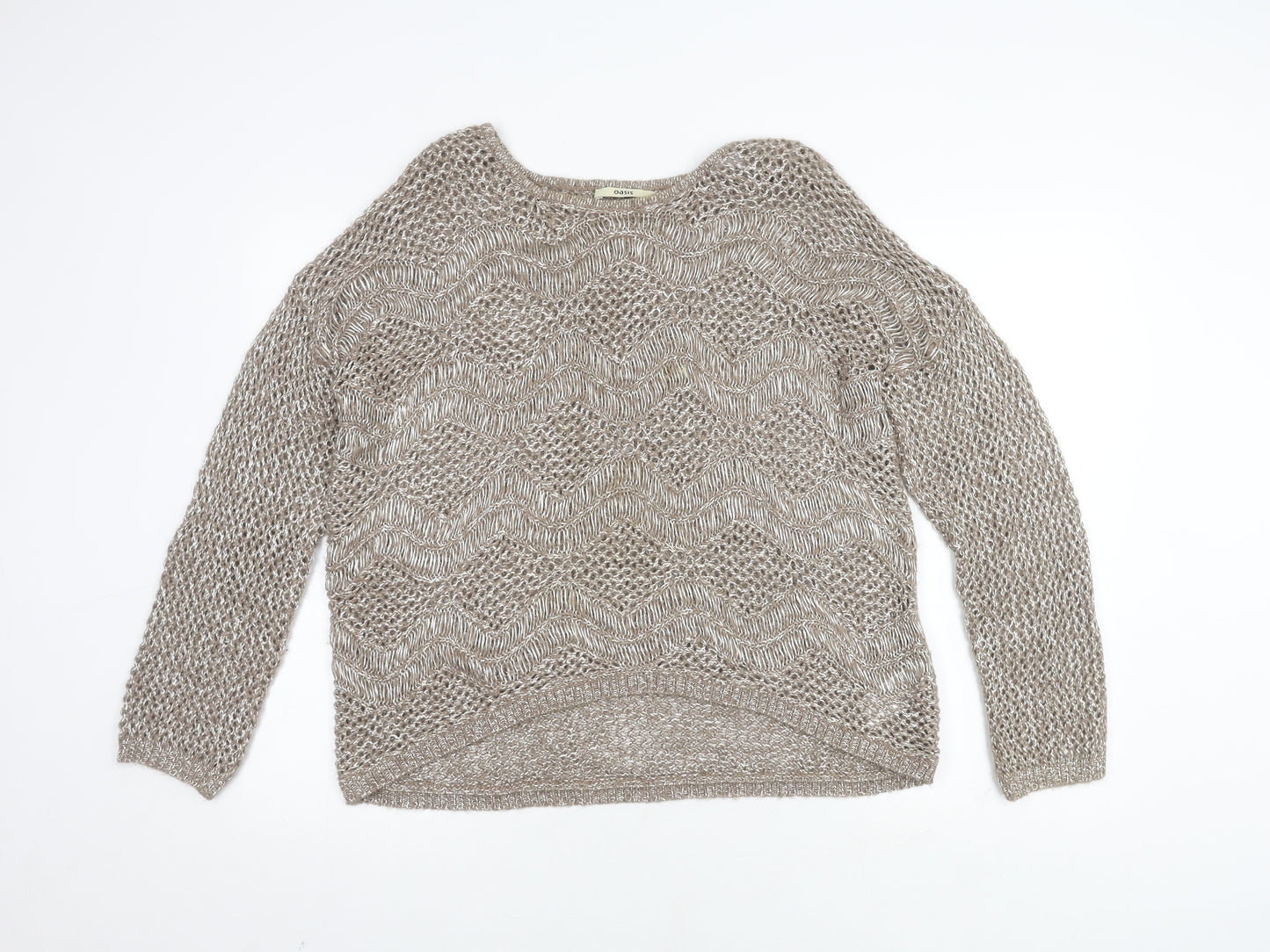 Oasis Women’s Beige Open-Knit Pullover Jumper L