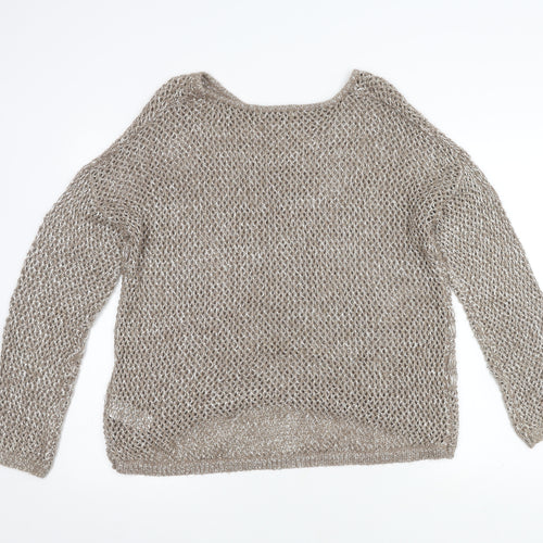 Oasis Women’s Beige Open-Knit Pullover Jumper L