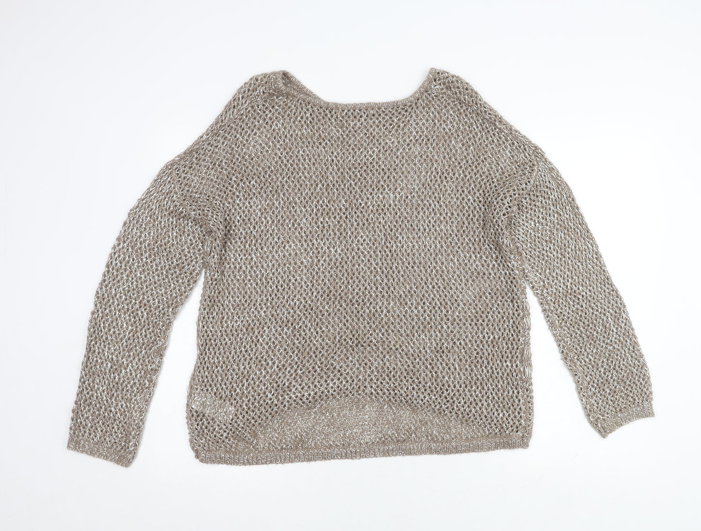 Oasis Women’s Beige Open-Knit Pullover Jumper L