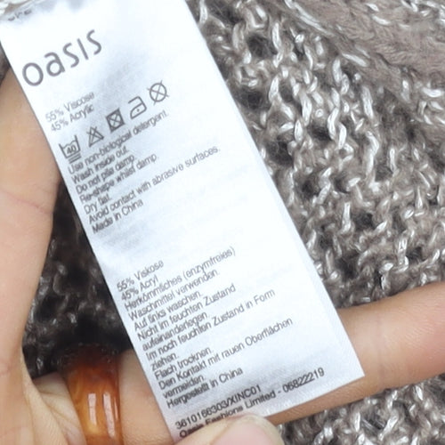 Oasis Women’s Beige Open-Knit Pullover Jumper L