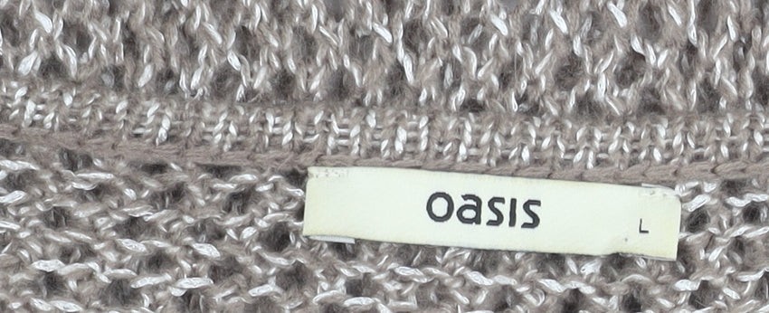 Oasis Women’s Beige Open-Knit Pullover Jumper L