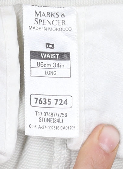 Marks and Spencer Men's Beige Chino Shorts Size 34