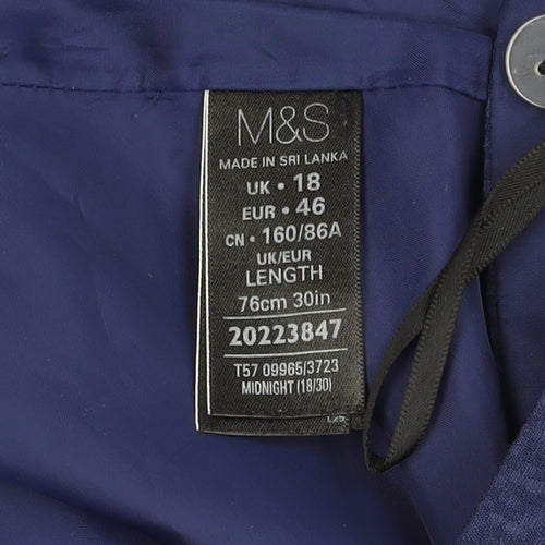 Marks and Spencer Women's Blue A-Line Skirt Size 18