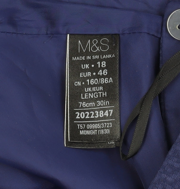 Marks and Spencer Women's Blue A-Line Skirt Size 18