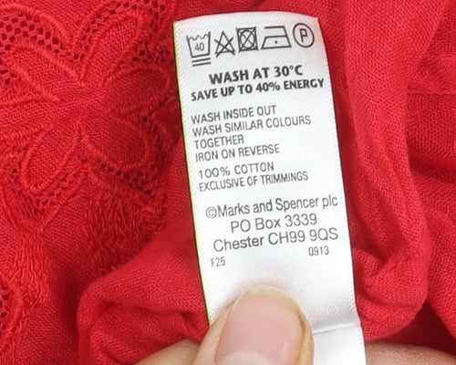 Marks and Spencer Women's Red Button-Up Shirt Size 16