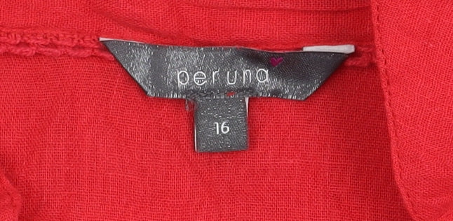 Marks and Spencer Women's Red Button-Up Shirt Size 16