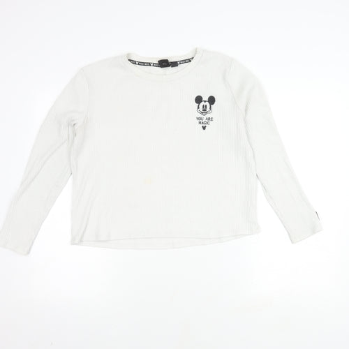 Disney Women's White Mickey Mouse Long Sleeve Top