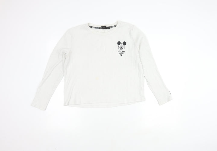Disney Women's White Mickey Mouse Long Sleeve Top