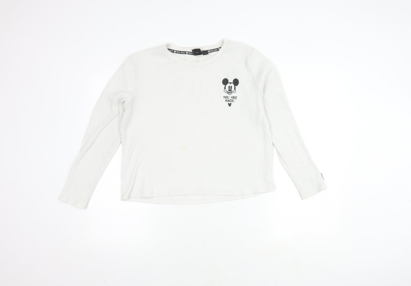 Disney Women's White Mickey Mouse Long Sleeve Top