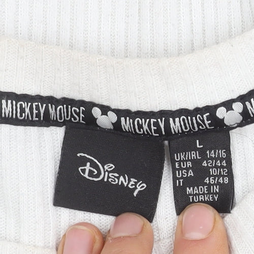 Disney Women's White Mickey Mouse Long Sleeve Top