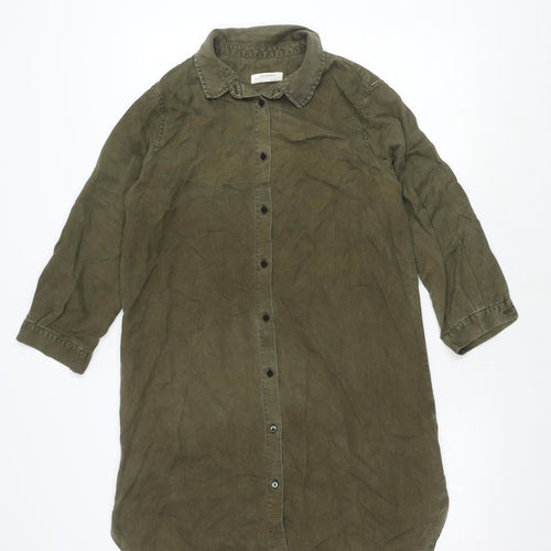 Zara Woman Green Shirt Dress, Size M, Long Sleeve