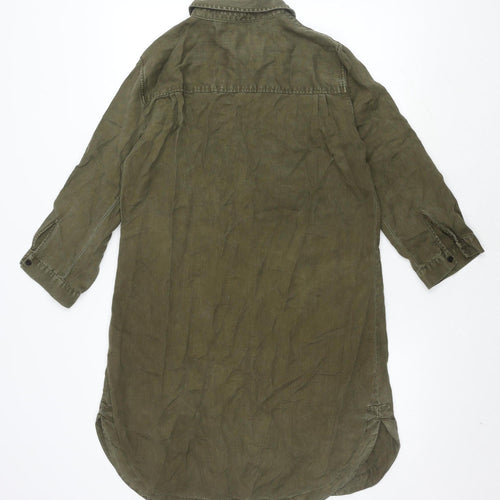 Zara Woman Green Shirt Dress, Size M, Long Sleeve