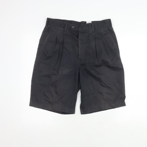 Next Men's Black Chino Shorts 34 Pleated Pockets