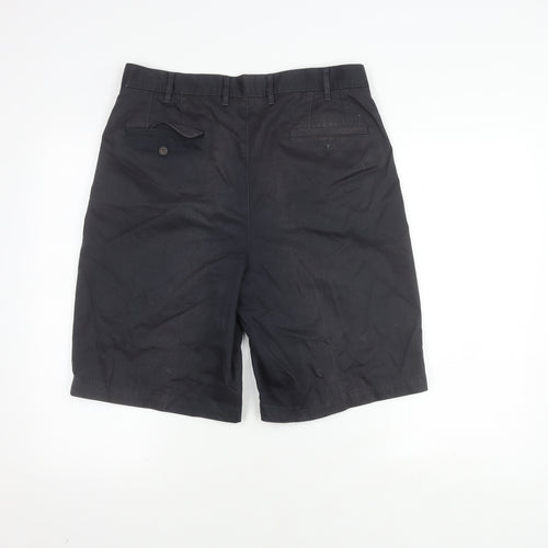 Next Men's Black Chino Shorts 34 Pleated Pockets