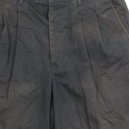 Next Men's Black Chino Shorts 34 Pleated Pockets