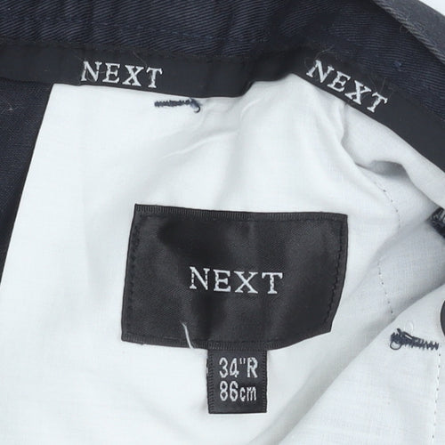 Next Men's Black Chino Shorts 34 Pleated Pockets