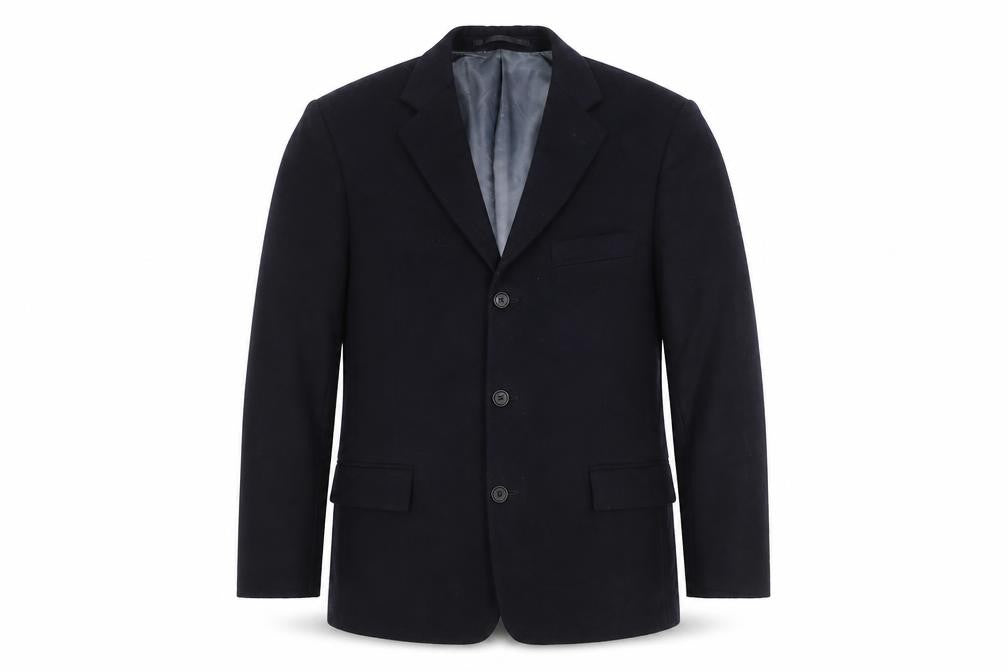 Front view of David Moss Men's Blue Wool Blazer 36S