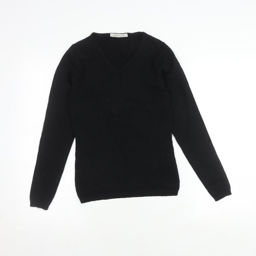 Deane & White Women's Black V-Neck Wool Jumper S