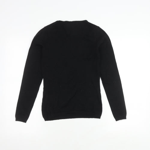 Deane & White Women's Black V-Neck Wool Jumper S
