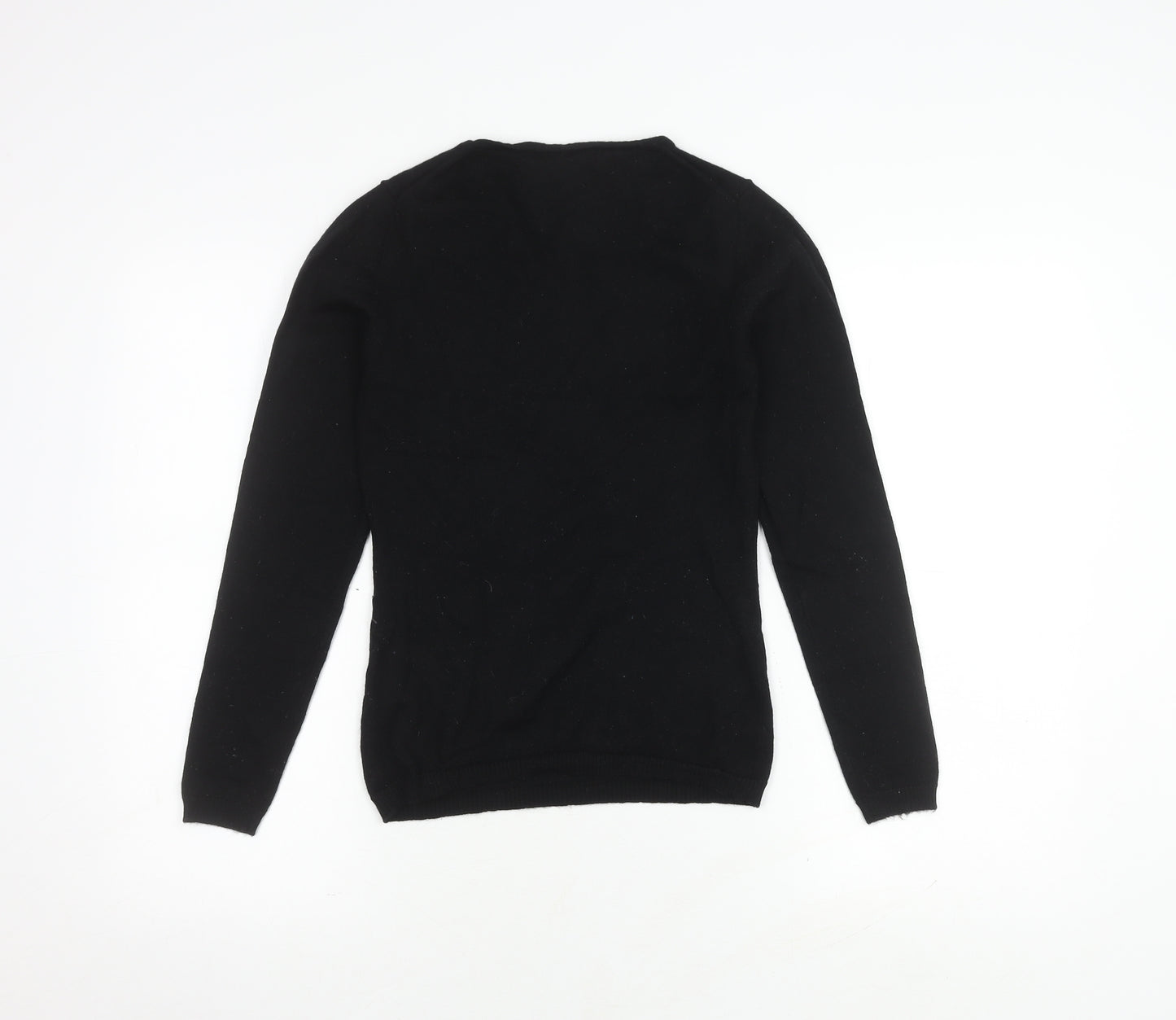 Deane & White Women's Black V-Neck Wool Jumper S
