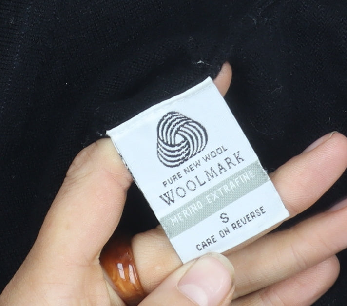 Deane & White Women's Black V-Neck Wool Jumper S