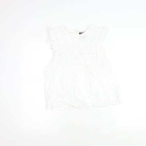BURGS Women's White Sleeveless Cotton Top - Size 12