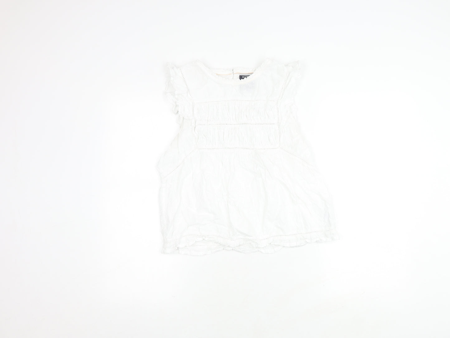 BURGS Women's White Sleeveless Cotton Top - Size 12